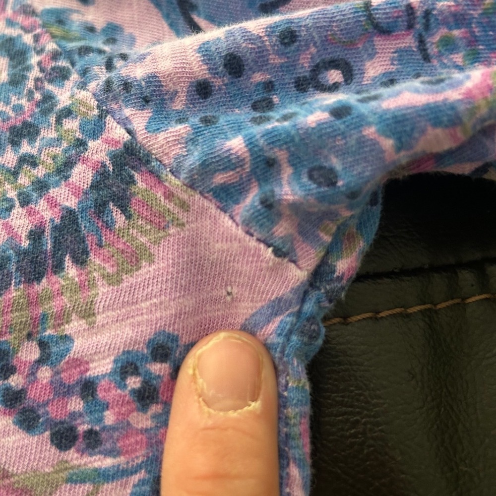 Fresh Produce‎ Pink Blue Floral Print Top Women's Medium Made in USA Boho Artsy - Picture 7 of 9